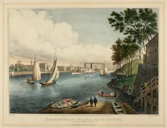 Blackwells Island, East River. Vanaf Zesentachtigste Straat, New York, 1862